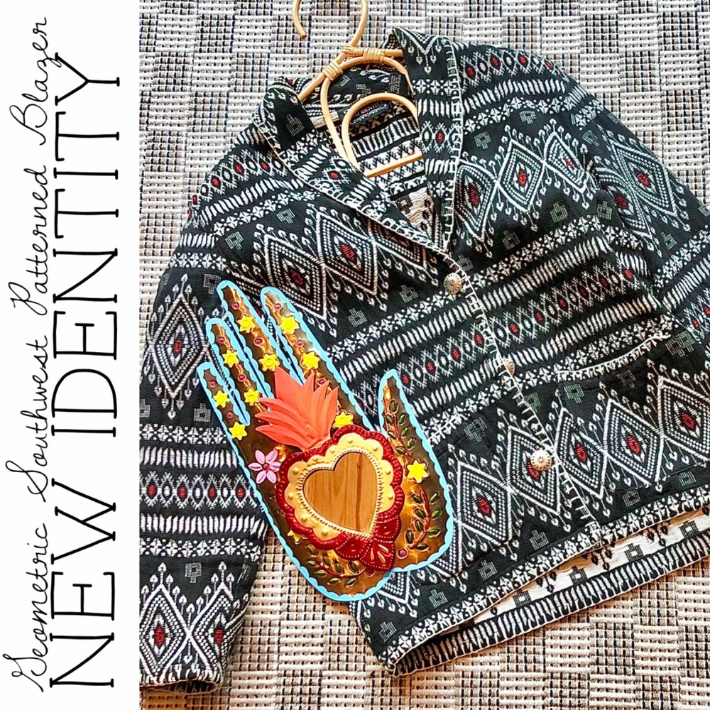Vintage New Identity Geometric Southwest Patterned Blazer
